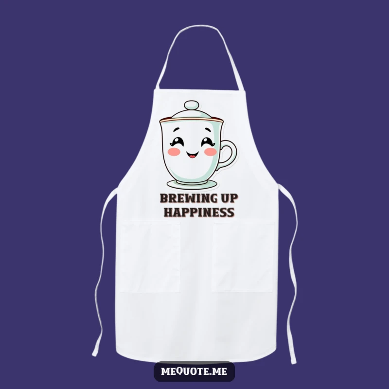 Funny Kitchen Teacup Apron: Happy Grinning Character, Perfect Humorous Cooking Gift