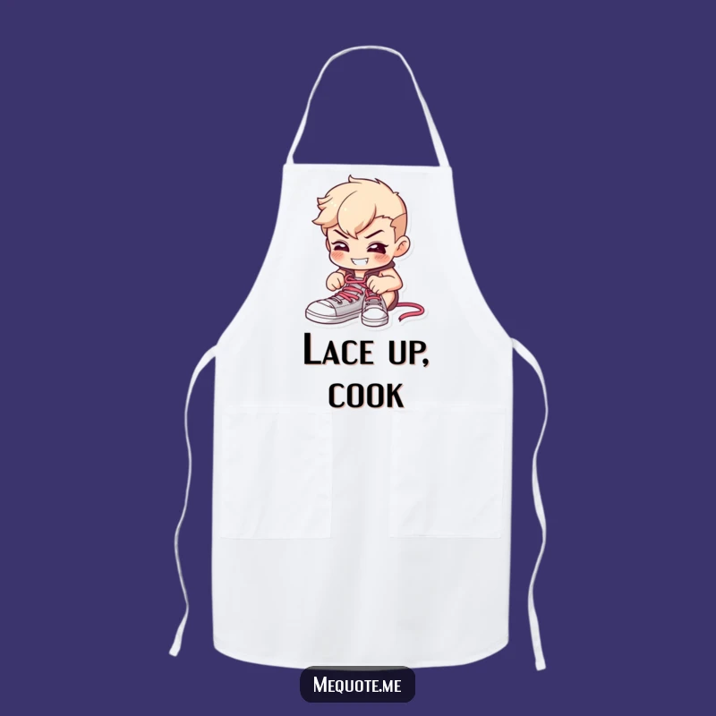 Funny Determined Shoelace Apron: Cook with Focus in this Hilarious Grinning Design
