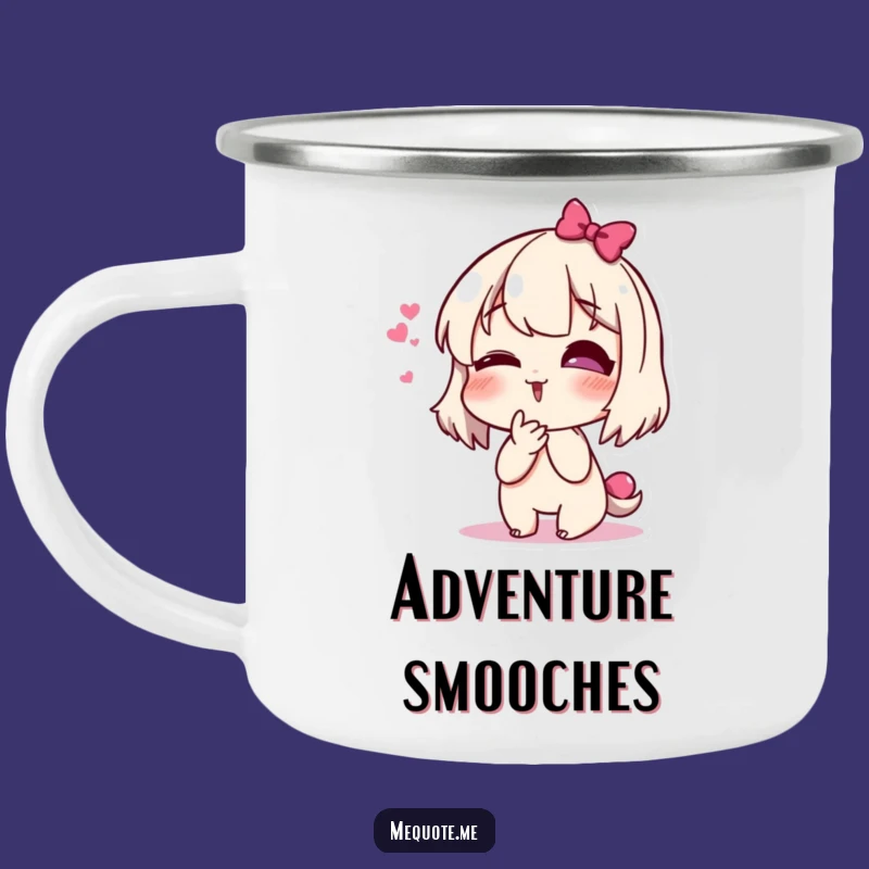 Funny Giggling Kiss Camping Mug: Sip Your Adventure with This Hilarious Character's Cheer