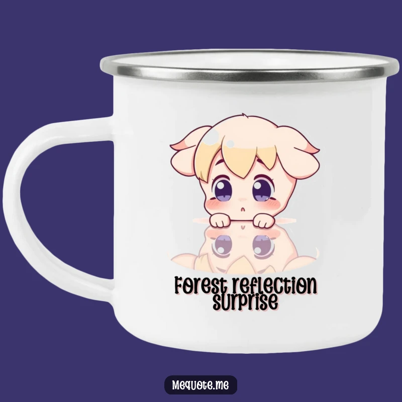 Funny Surprise Reflection Camping Mug: Character Shocked by Mirror, Trail Surprise