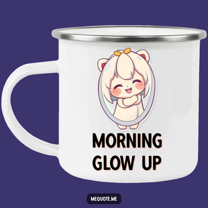 Funny Camp Mug: Cute Character Loves Reflection, Outdoor Hilarious Gift