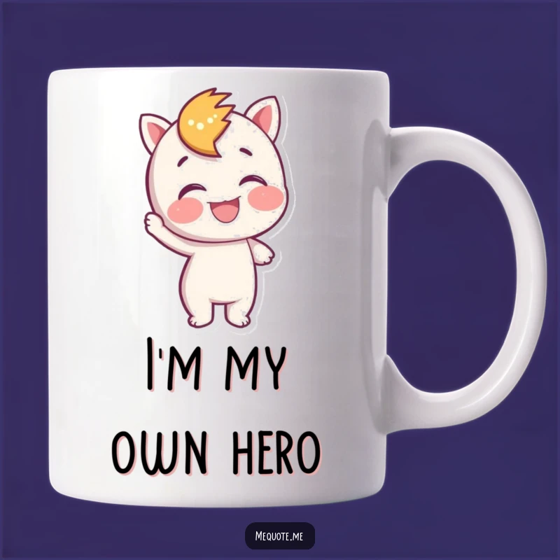 Funny Self-Pat Mug: Character's Joyful Accomplishment, Perfect Funny Gift