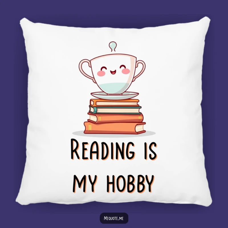 Cozy Funny Teacup Books Pillow: Support Your Studies