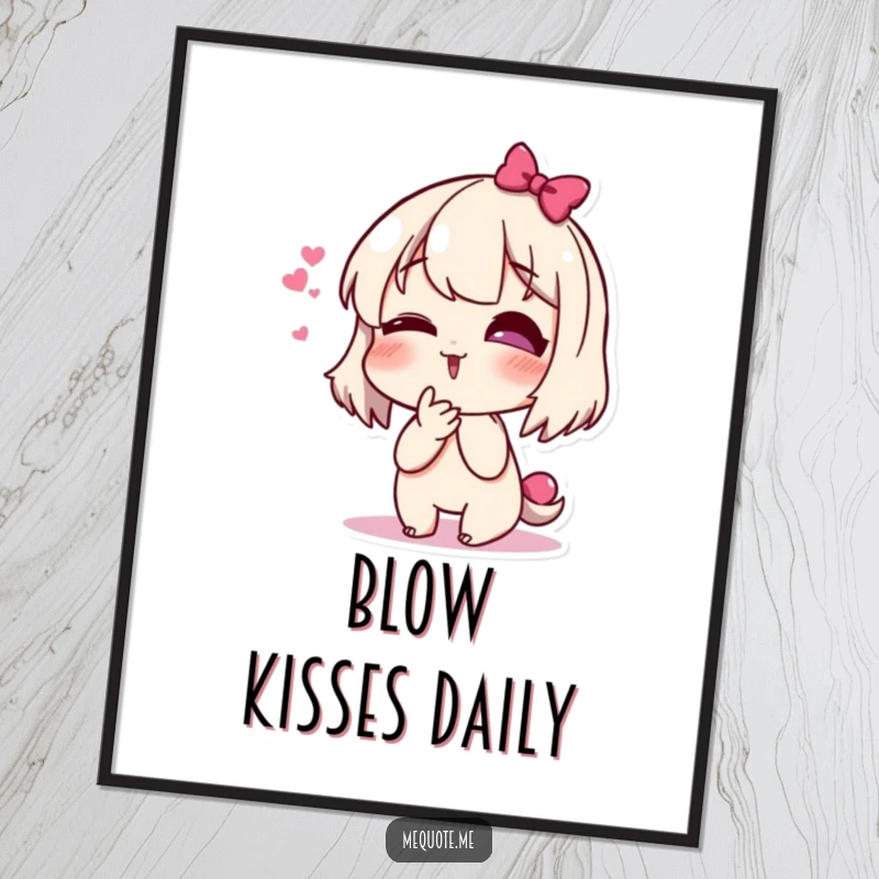 Funny digital art print of a delightful, giggling character sending a playful kiss, perfect for modern and cheerful wall decor.