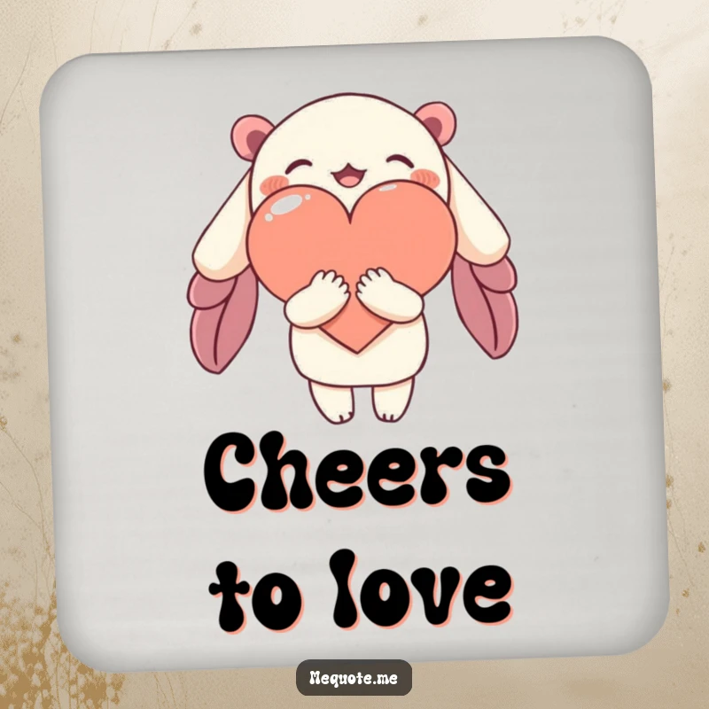 Funny drink coasters showcasing a character embracing a stylized heart, adding a symbol of love and warmth to any surface.