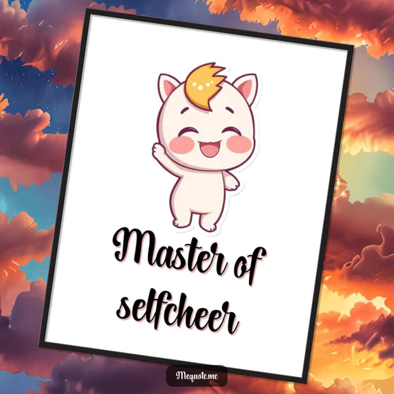 Funny Poster displaying a character joyfully patting itself on the back, symbolizing achievement and self-celebration.