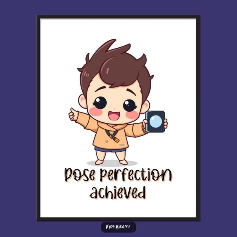 Funny Selfie King Poster: Cheerful Character Proud Pose, Wall Art for Laughs