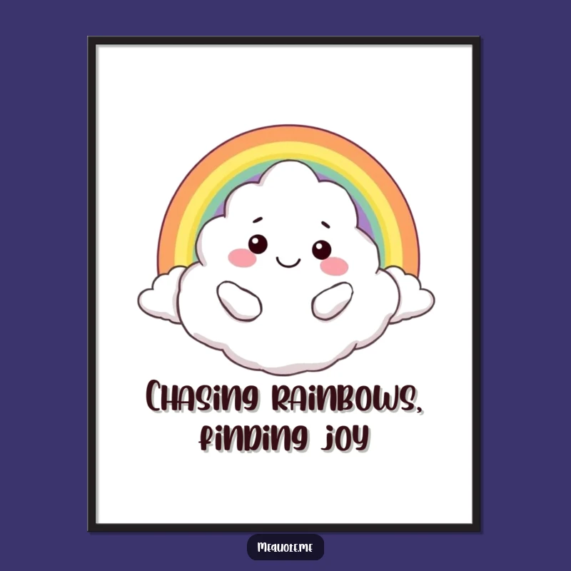 Free Printable Wall Art: Smiling Cloud Hugging Rainbow - Funny Downloadable Decor