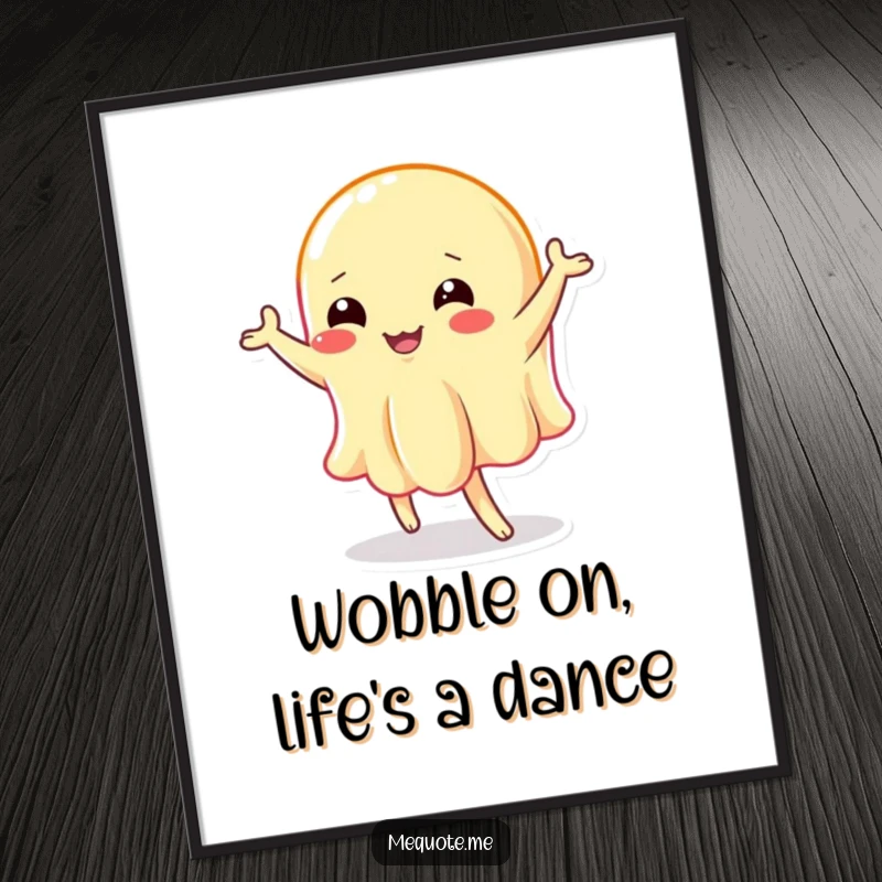 Funny Free Printable Wall Art: A wobbly jelly character caught mid-silly-dance, full of playful energy.