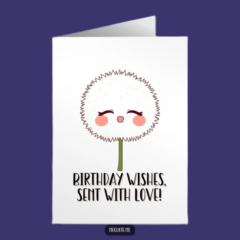 Free Printable Dandelion Birthday Card: Kiss Downloadable Gift for Her