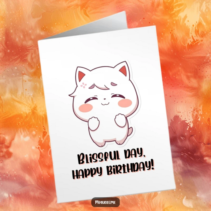 Funny Free Printable birthday card showing a character with closed eyes radiating pure self-satisfaction and inner peace.