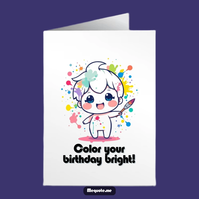 Free Printable Birthday Paintbrush Card: Funny Colorful Downloadable Gift