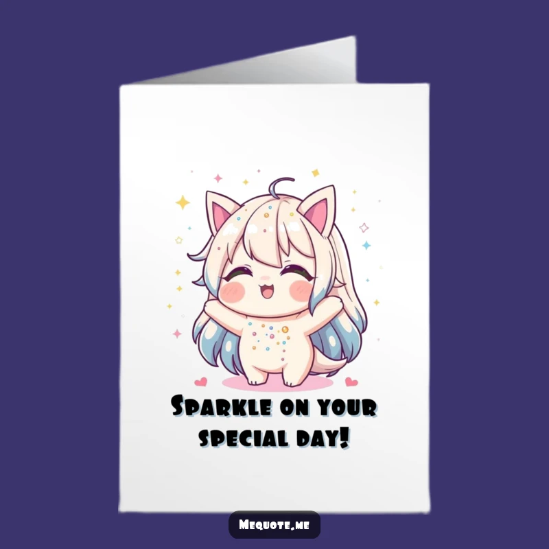 Free Printable Birthday Card: Glitter Showering Character, Fun Downloadable Gift!