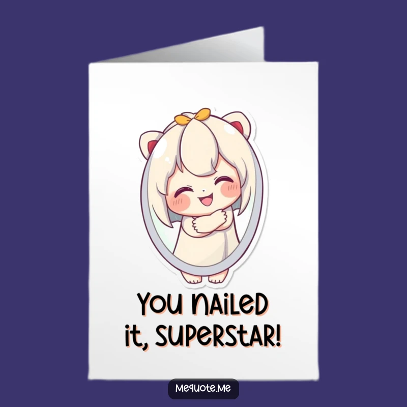 Free Printable Congrats Card: Self-Love Character Mirror - Funny Downloadable Gift