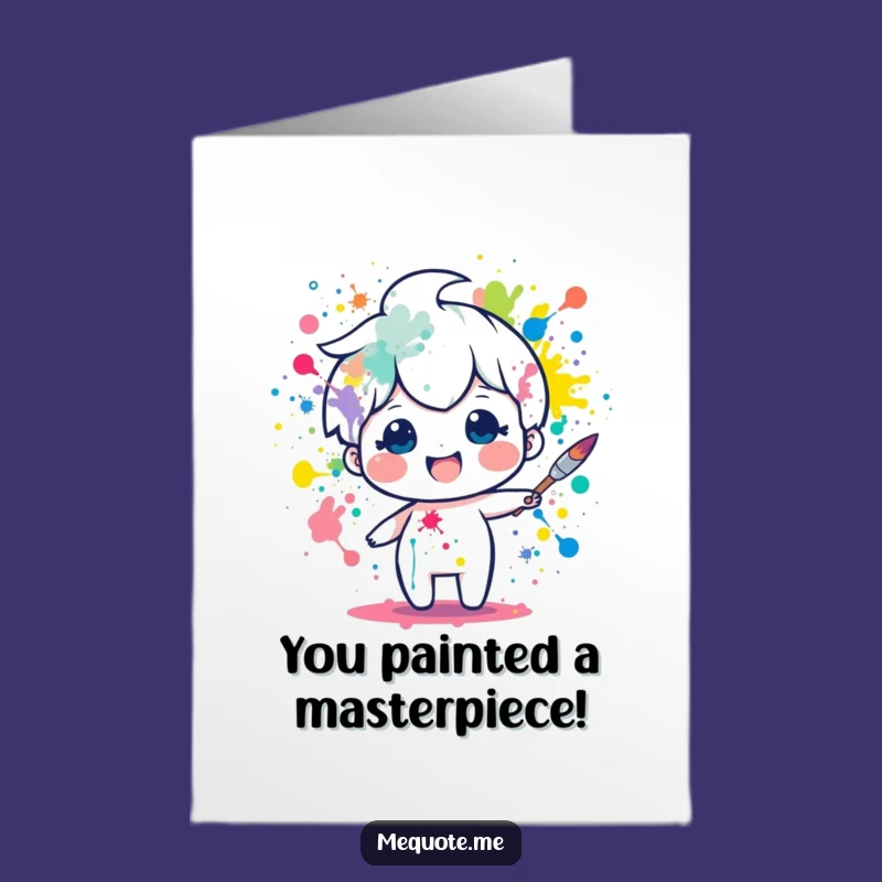 Free Printable Congrats Paintbrush Card: Funny Colorful Downloadable Gift