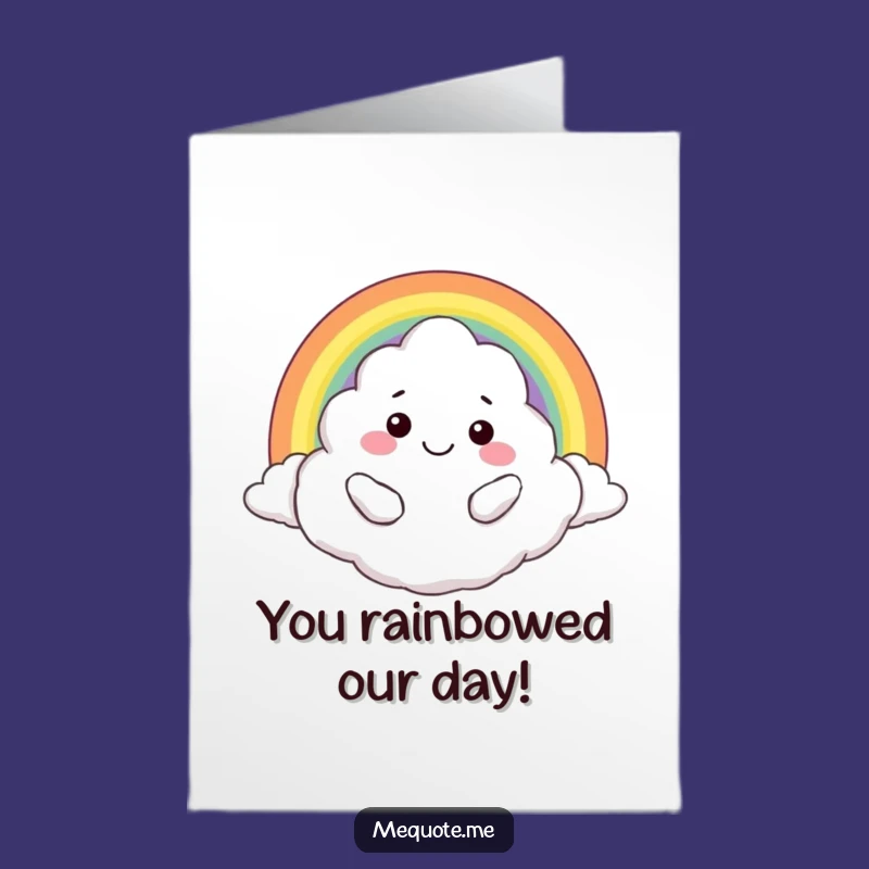 Free Printable Congrats Card: Cloud Hugging Rainbow - Funny Downloadable Celebration
