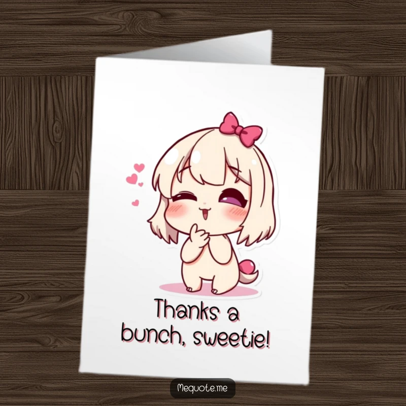 Funny Free Printable Thank You Card with a giggling character blowing a sweet kiss, expressing heartfelt appreciation.