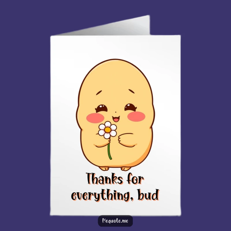 Free Printable Thank You Card: Shy Potato Holding Flower - Funny Downloadable Gratitude