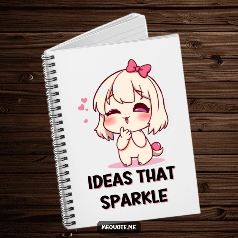 Funny notebook with a cute, giggling character blowing a kiss on the cover, inspiring creativity and joy.