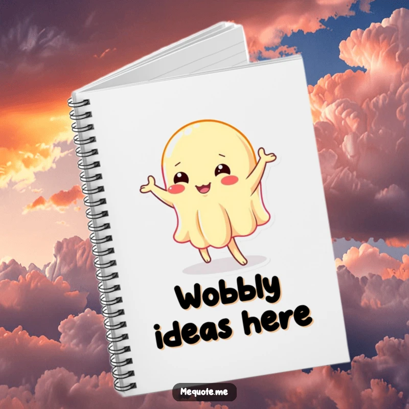 Funny notebook: A wobbly jelly character doing a silly dance, perfect for jotting down ideas with energy.