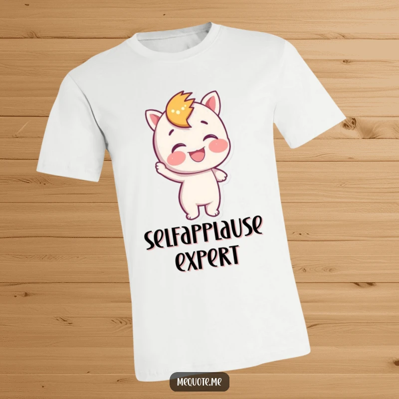Funny T-Shirt where a character joyfully pats itself on the back, embodying self-satisfaction and achievement.