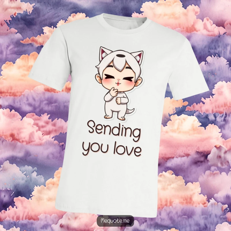 Funny T-Shirt: A mischievous character with a wink, blowing a kiss towards the viewer, radiating playful charm, a superb funny gift.